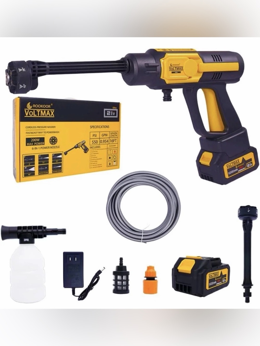 Yellow & Black Cordless Pressure Washer
